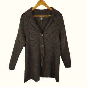 Brown 100% wool sweater cardigan 1x
